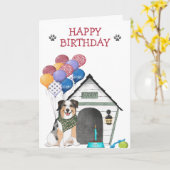 Australische Shepherd Birthday Party Karte (Gelbe Blume)