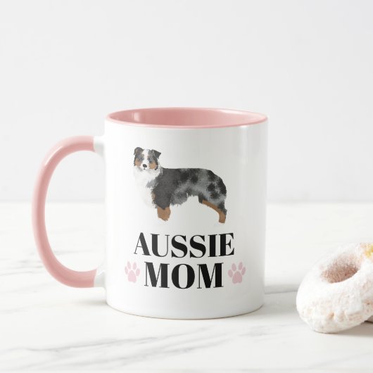 Australische Shepherd-Blue-Merle-Hund-Mutter mit F Tasse (Mit Donut)