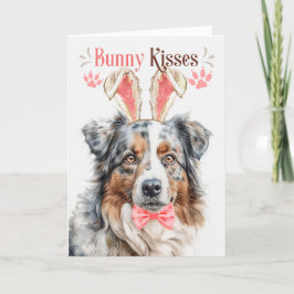 Australische Shepherd Bunny Ears Oaster Holiday Ca Feiertagskarte