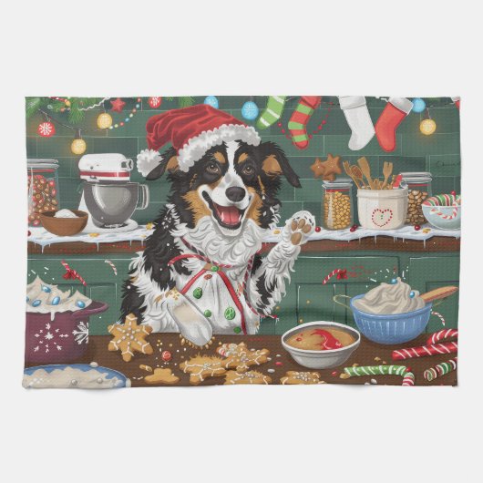 Australische Shepherd Holiday Backend Weihnachten Geschirrtuch (Horizontal)