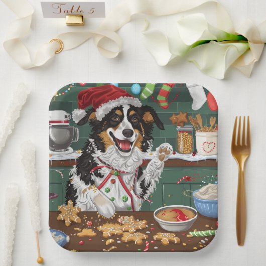 Australische Shepherd Holiday Backend Weihnachten Pappteller (Hochzeit)