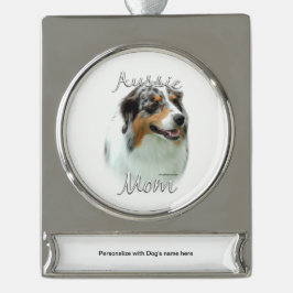 Australische Shepherd Mama 2 Banner-Ornament Silber