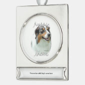 Australische Shepherd Mama 2 Banner-Ornament Silber (Links)