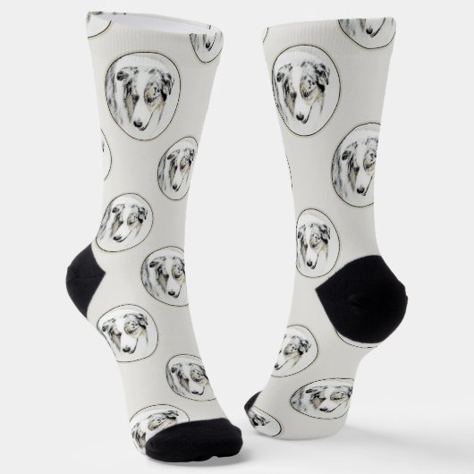 Australische Shepherd Painting Blue Merle Dog Art Socken (Gewinkelt)
