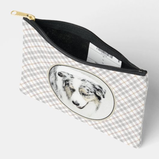 Australische Shepherd Painting Blue Merle Dog Art Zubehörtasche (Offen)