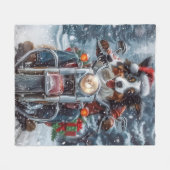 Australische Shepherd Riding Motorrad Weihnachten Fleecedecke (Vorderseite (Horizontal))