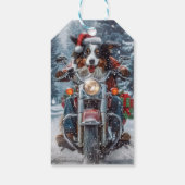 Australische Shepherd Riding Motorrad Weihnachten Geschenkanhänger (Rückseite)