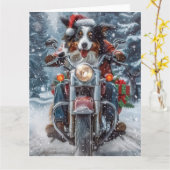 Australische Shepherd Riding Motorrad Weihnachten Karte (Gelbe Blume)