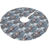 Australische Shepherd Riding Motorrad Weihnachten Polyester Weihnachtsbaumdecke (Schrägansicht)