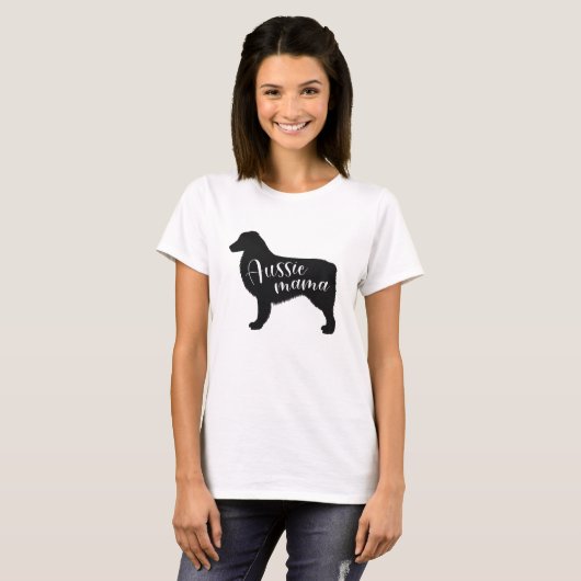 Australische Shepherd-Silhouette| Aussie Mama T-Shirt (Vorne ganz)