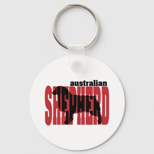 Australische Shepherd-Silhouette Schlüsselanhänger (Vorderseite)