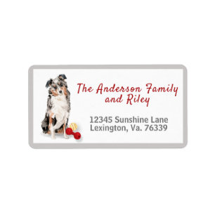 Australische Shepherd & Toys Family Rücksendeadres Adressaufkleber