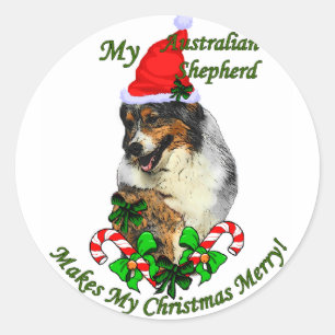 Australische Shepherd Weihnachtsgeschenke Runder Aufkleber