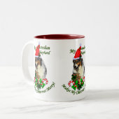 Australische Shepherd Weihnachtsgeschenke Zweifarbige Tasse (Vorderseite Links)