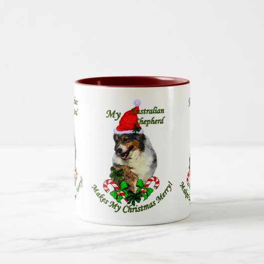 Australische Shepherd Weihnachtsgeschenke Zweifarbige Tasse (Mittel)