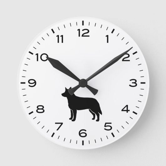 Australische Silhouette Hunde Runde Wanduhr (Vorderseite)