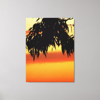 Australische Silhouette Sonnenuntergang Eingewick Leinwanddruck