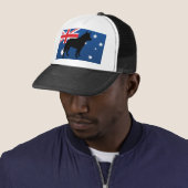 Australische Silhouette von Rinderhunden unter Fla Truckerkappe (Beispiel)