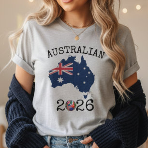 Australische Socceroos 2026 Vintage Flaggenkarte T-Shirt