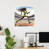 Australische Sprinter Wasserfarben Print Poster (Heimbüro)