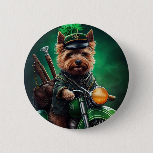 Australische Terrier Fahrrad St. Patrick's Day Button (Vorderseite)