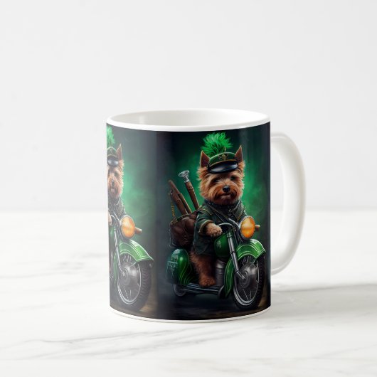 Australische Terrier Fahrrad St. Patrick's Day Kaffeetasse (VorderseiteRechts)