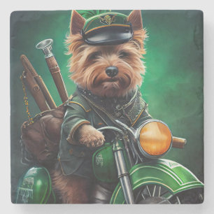 Australische Terrier Fahrrad St. Patrick's Day Steinuntersetzer