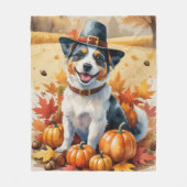 Australische Terrier Herbstleaves Erntedank Art Fleecedecke (Vorderseite)