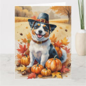 Australische Terrier Herbstleaves Erntedank Art Karte (Vorderseite)