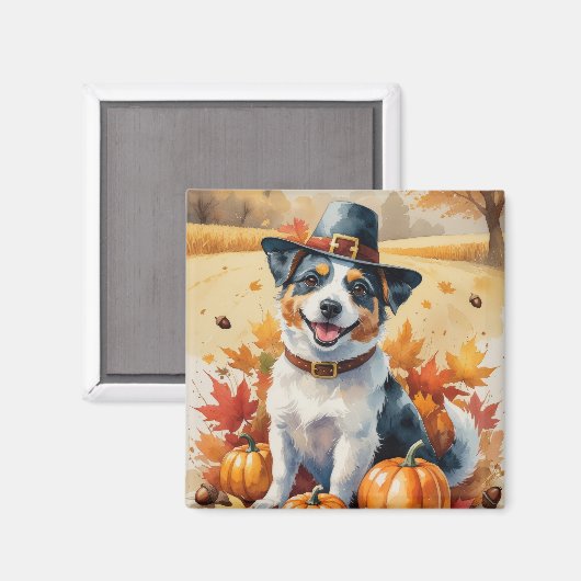 Australische Terrier Herbstleaves Erntedank Art Magnet (Vorderseite/Rückseite)