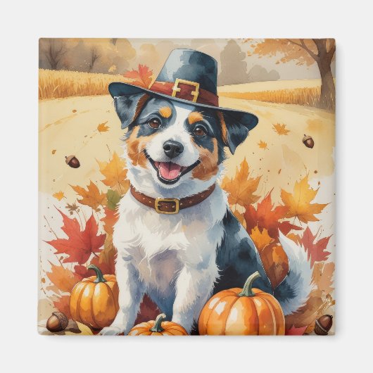 Australische Terrier Herbstleaves Erntedank Art Magnet (Vorne)
