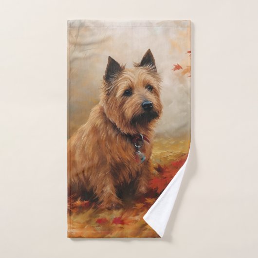 Australische Terrier im Herbst Leaves Fall Inspiri Badhandtuch Set (Handtuch)