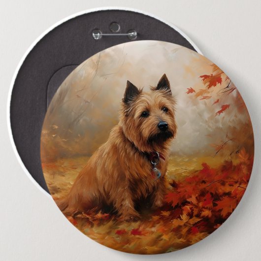 Australische Terrier im Herbst Leaves Fall Inspiri Button (Vorne & Hinten)