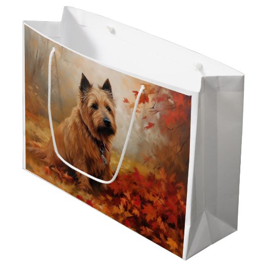 Australische Terrier im Herbst Leaves Fall Inspiri Große Geschenktüte (Vorderseite Schrägansicht)