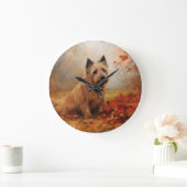 Australische Terrier im Herbst Leaves Fall Inspiri Große Wanduhr (Zuhause)