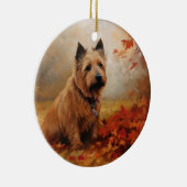 Australische Terrier im Herbst Leaves Fall Inspiri Keramik Ornament (Rechts)