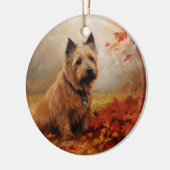 Australische Terrier im Herbst Leaves Fall Inspiri Keramik Ornament (Links)
