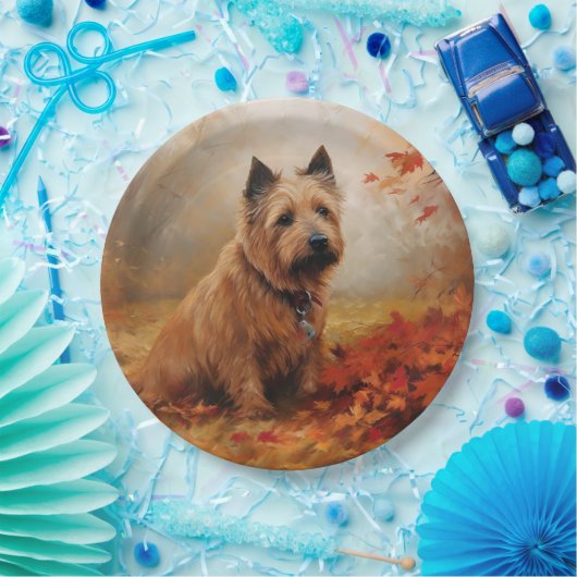 Australische Terrier im Herbst Leaves Fall Inspiri Pappteller (Party)