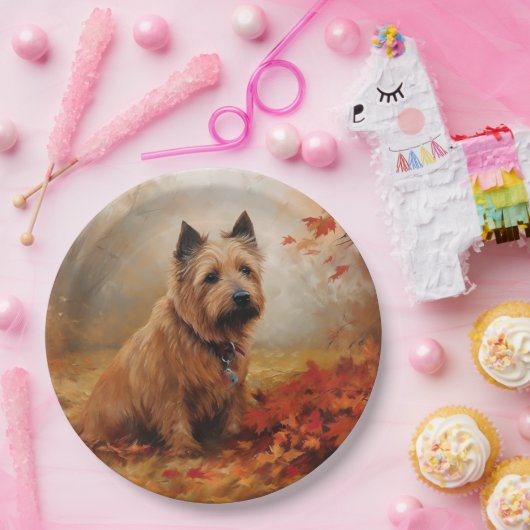 Australische Terrier im Herbst Leaves Fall Inspiri Pappteller (Party)