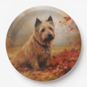 Australische Terrier im Herbst Leaves Fall Inspiri Pappteller (Vorderseite)