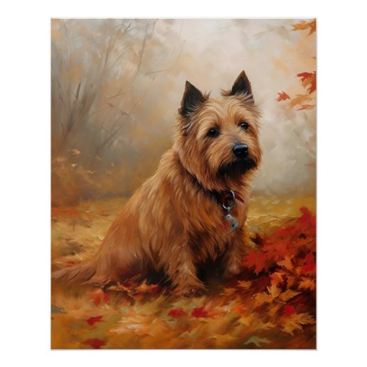 Australische Terrier im Herbst Leaves Fall Inspiri Poster (Vorderseite)