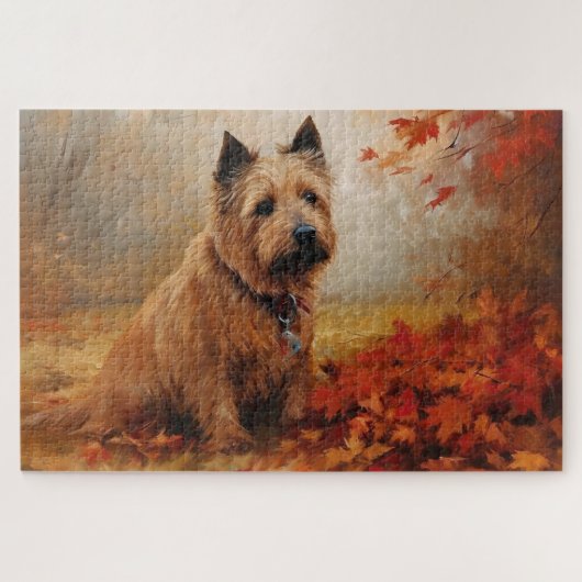 Australische Terrier im Herbst Leaves Fall Inspiri Puzzle (Horizontal)
