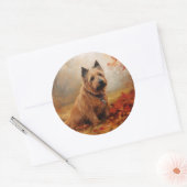 Australische Terrier im Herbst Leaves Fall Inspiri Runder Aufkleber (Umschlag)