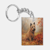 Australische Terrier im Herbst Leaves Fall Inspiri Schlüsselanhänger (Vorderseite links)