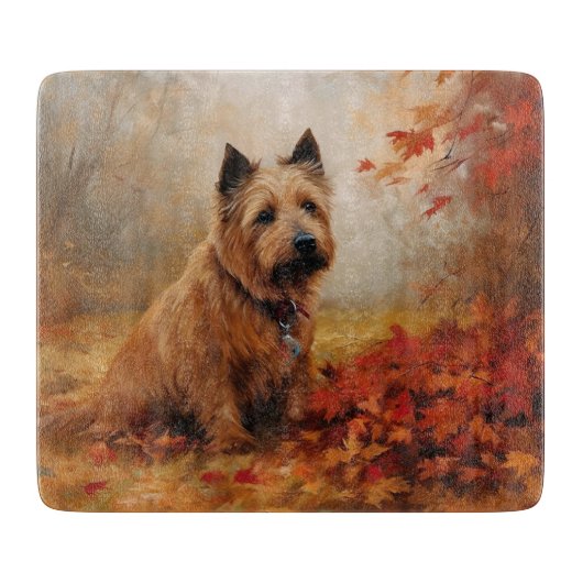 Australische Terrier im Herbst Leaves Fall Inspiri Schneidebrett (Vorderseite)