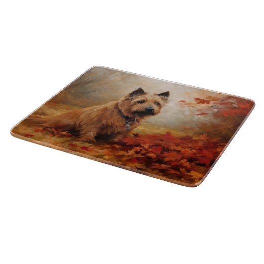 Australische Terrier im Herbst Leaves Fall Inspiri Schneidebrett (Ecke)