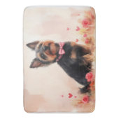 Australische Terrier mit Rose - Valentinstag Badematte (Vorderseite Vertikal)