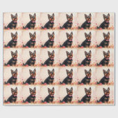Australische Terrier mit Rose - Valentinstag Geschenkpapier (Flach)