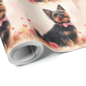 Australische Terrier mit Rose - Valentinstag Geschenkpapier (Rolleneckpunkt)