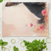 Australische Terrier mit Rose - Valentinstag Geschirrtuch (Gefaltet)